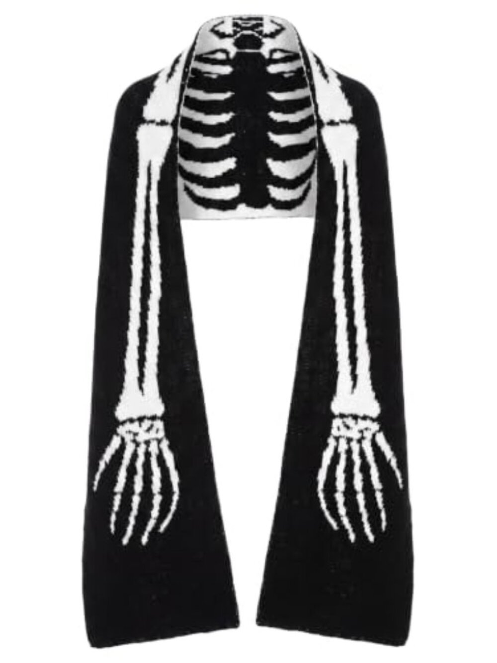 Gothic Skull Scarf Halloween Reversible Knit for Cosplay | Reversible Gothic
